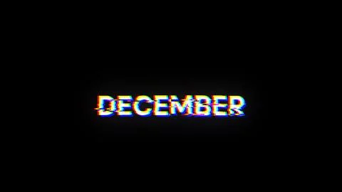 3D rendering December text with screen effects of technological glitches Stock Illustration