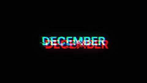 3D rendering December text with screen effects of technological glitches 스톡 일러스트
