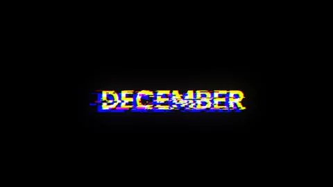 3D rendering December text with screen effects of technological glitches Stock Illustration