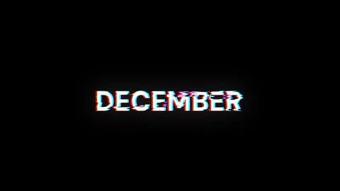 3D rendering December text with screen effects of technological glitches Stock Illustration