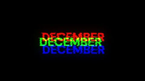 3D rendering December text with screen effects of technological glitches Illustrazione stock