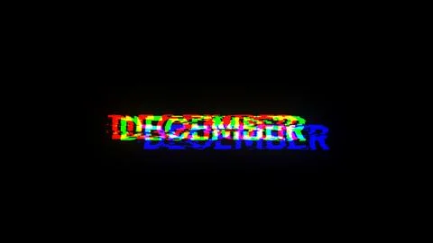 3D rendering December text with screen effects of technological glitches Illustrazione stock