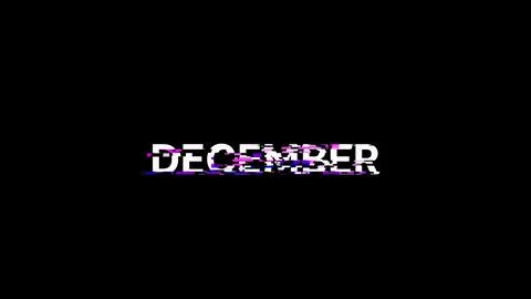 3D rendering December text with screen effects of technological glitches Stock Illustration