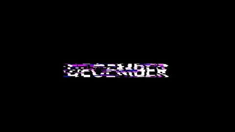 3D rendering December text with screen effects of technological glitches Stock Illustration