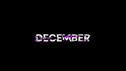 3D rendering December text with screen effects of technological glitches 库存插图