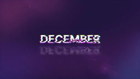 3D rendering December text with screen effects of technological glitches Stock Illustration