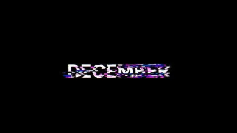 3D rendering December text with screen effects of technological glitches Stock Illustration