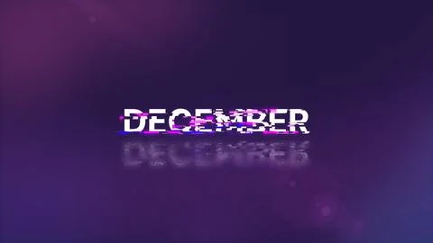 3D rendering December text with screen effects of technological glitches Stock Illustration