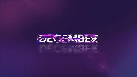 3D rendering December text with screen effects of technological glitches Stock Illustration