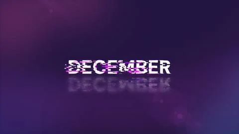 3D rendering December text with screen effects of technological glitches Stock Illustration