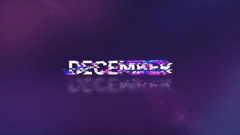 3D rendering December text with screen effects of technological glitches Stock Illustration