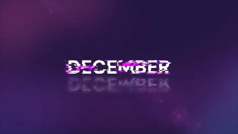 3D rendering December text with screen effects of technological glitches Illustrazione stock