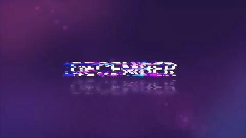 3D rendering December text with screen effects of technological glitches Stock Illustration