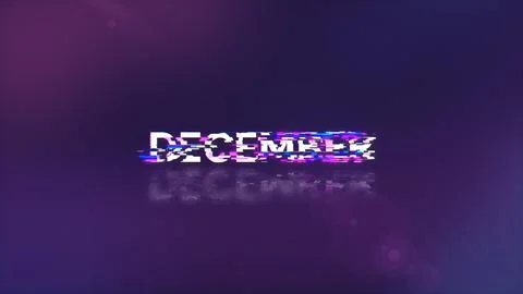 3D rendering December text with screen effects of technological glitches Stock Illustration