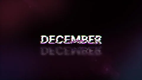 3D rendering December text with screen effects of technological glitches Stock Illustration