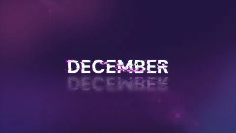 3D rendering December text with screen effects of technological glitches Stock Illustration