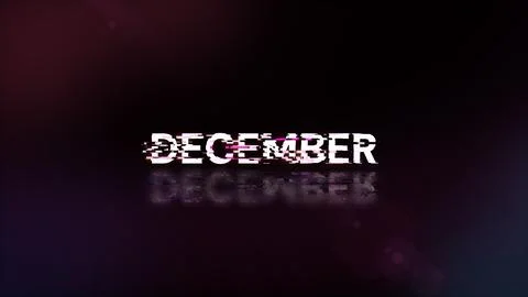 3D rendering December text with screen effects of technological glitches Stock Illustration