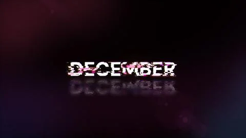 3D rendering December text with screen effects of technological glitches Stock Illustration