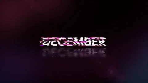 3D rendering December text with screen effects of technological glitches Stock Illustration