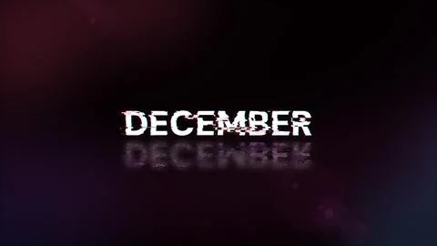 3D rendering December text with screen effects of technological glitches Stock Illustration
