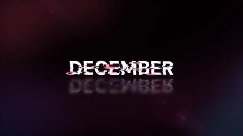 3D rendering December text with screen effects of technological glitches Illustrazione stock