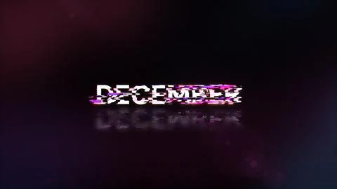 3D rendering December text with screen effects of technological glitches Stock Illustration