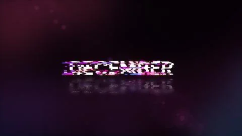 3D rendering December text with screen effects of technological glitches Stock Illustration