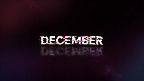 3D rendering December text with screen effects of technological glitches Stock Illustration