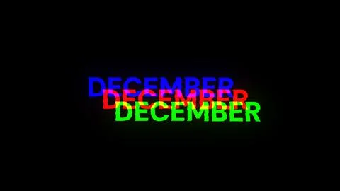 3D rendering December text with screen effects of technological glitches Stock Illustration