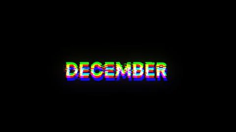 3D rendering December text with screen effects of technological glitches Stock Illustration