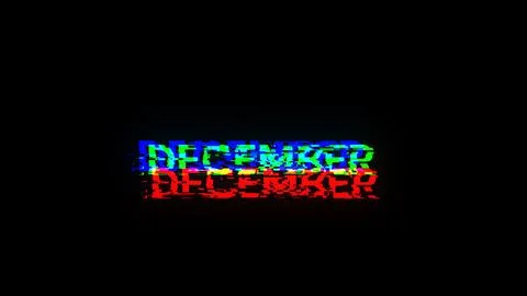 3D rendering December text with screen effects of technological glitches Stock Illustration