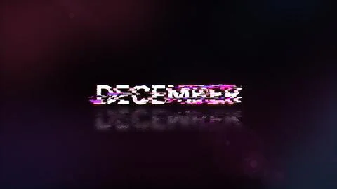 3D rendering December text with screen effects of technological glitches Stock Illustration