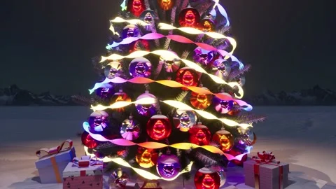 3d-rendering. Decorated festive Christmas tree in garlands. Stock Footage 221851431