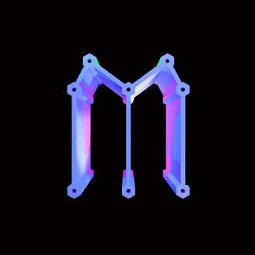 3D rendering decorative letter on black background. Illustrazione stock