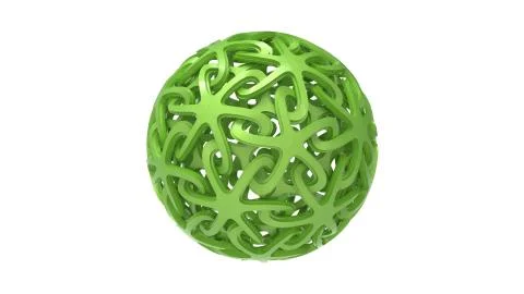 3d rendering of a decorative sphere ornament pattern isolated in white Illustrazione stock