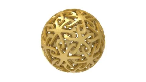 3d rendering of a decorative sphere ornament pattern isolated in white Stock Illustration
