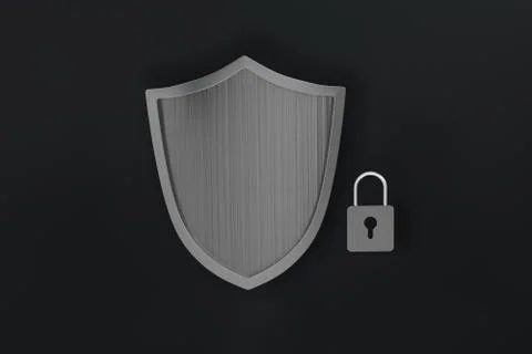 3d rendering, a defense shield with technological background Stock Illustration