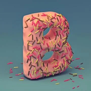 3d rendering of delicious letter with cream and chocolate. Cake font letter Stock Illustration
