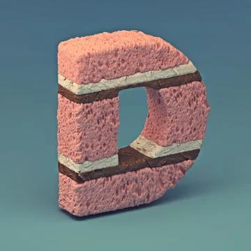 3d rendering of delicious letter with cream and chocolate. Cake font letter Stock Illustration
