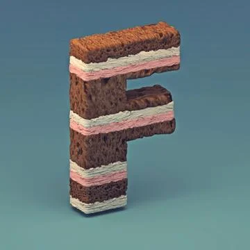 3d rendering of delicious letter with cream and chocolate. Cake font letter Stock Illustration