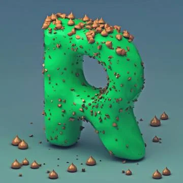 3d rendering of delicious letter with cream and chocolate. Cake font letter Stock Illustration