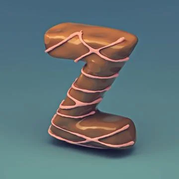 3d rendering of delicious letter with cream and chocolate. Cake font letter イラスト素材
