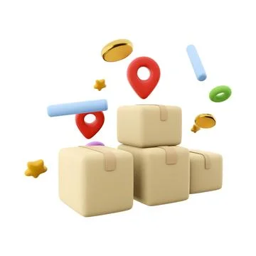 3d rendering delivery to the specified place with notification icon. 3d render Stock Illustration