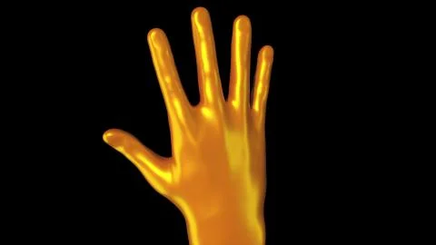 3d rendering of demonstration of the golden palm of Midas on dark background Stock Illustration