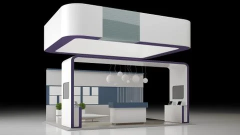 3D rendering Design of an exhibition isolated on white Stock Illustration