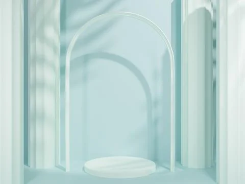 3D rendering design. green background with shadow of plants. .mockup template Stock Illustration