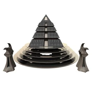 A 3D rendering of the design of a historical building since the pharaoh's tim Ilustración de archivo