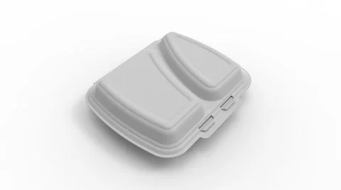 3D rendering of a design mockup template of a styrofoam food tray packaging box Stock Illustration