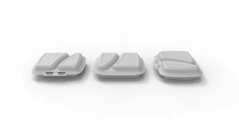 3D rendering of a design mockup template of a styrofoam food tray packaging box Stock Illustration