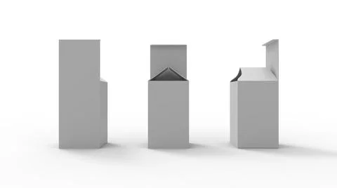 3D rendering of a design mockup template of a cardboard product packaging box Stock Illustration